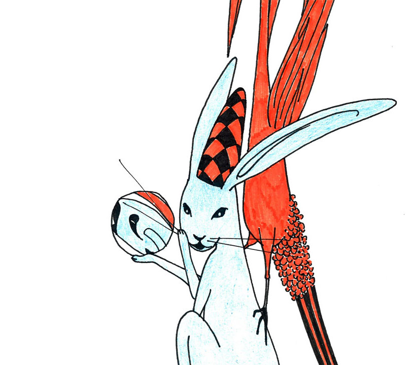 Blue Rabbit Red Bird (detail)